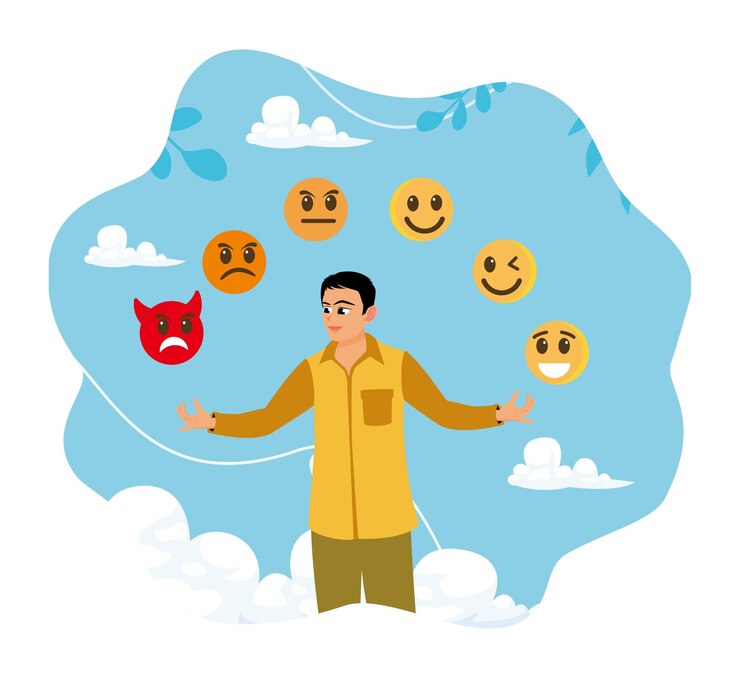 Вектор man develops his emotional intelligence definition of mood