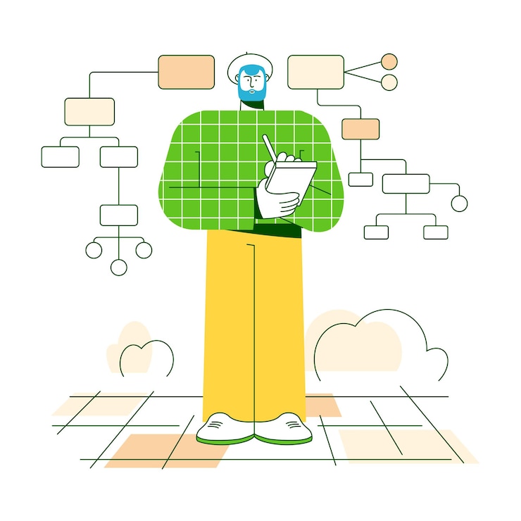 Vector man develops a work plan