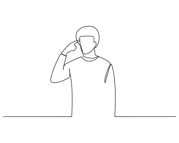 Man disappointment gesture with finger continuous one line illustration