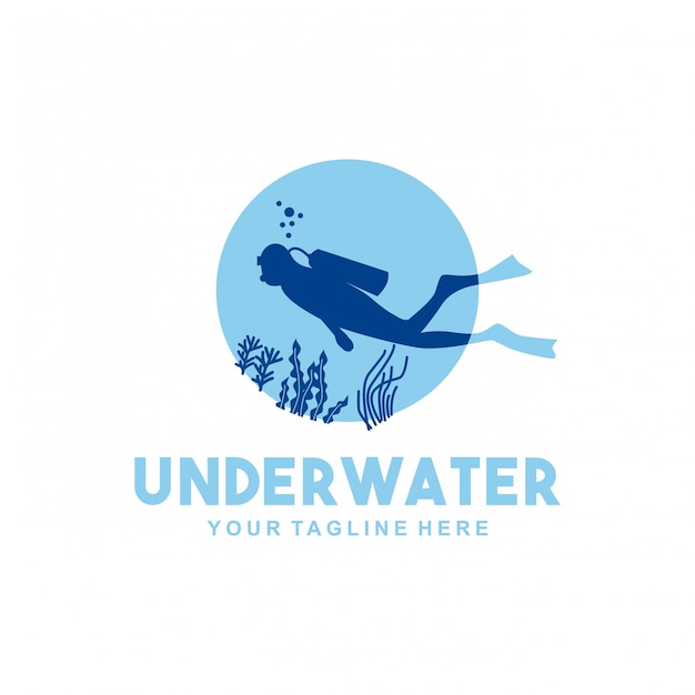 Man diving underwater logo 