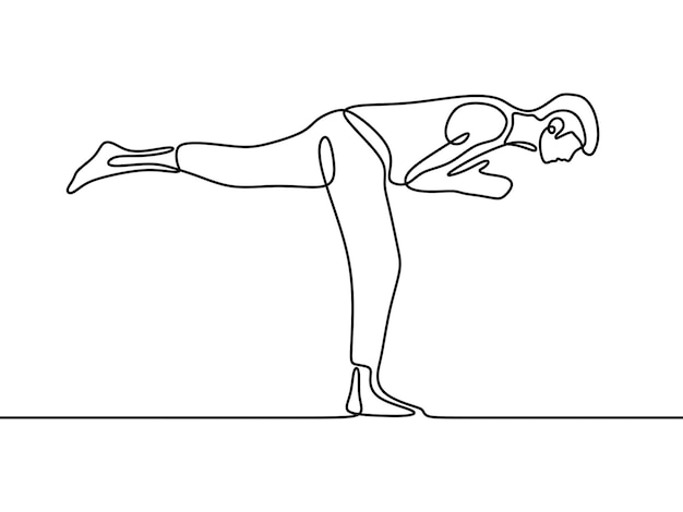 남자 할 요가 포즈 운동 Oneline 단일 연속 라인 아트