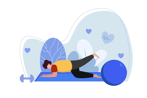 Man Does Yoga Laying Pose on Mattress Illustration