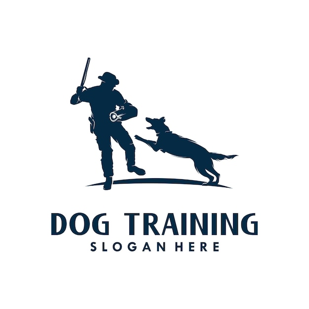 A man dog training vector logo design