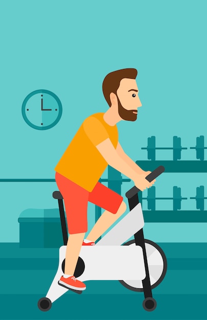 Vector man doing cycling exercise