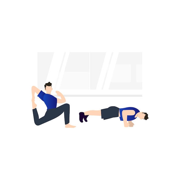 Vector a man doing a plank exercise with a white background