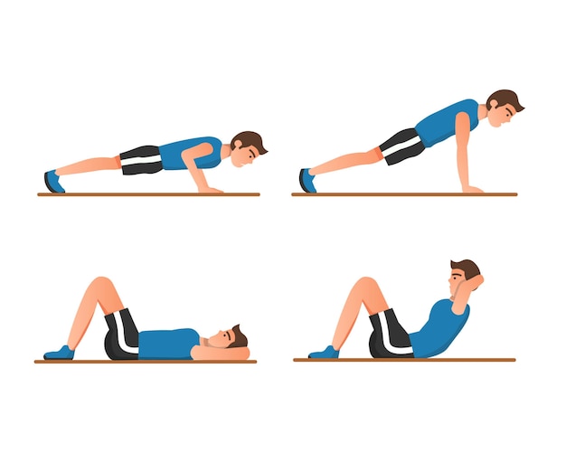 A man doing push ups and sit ups