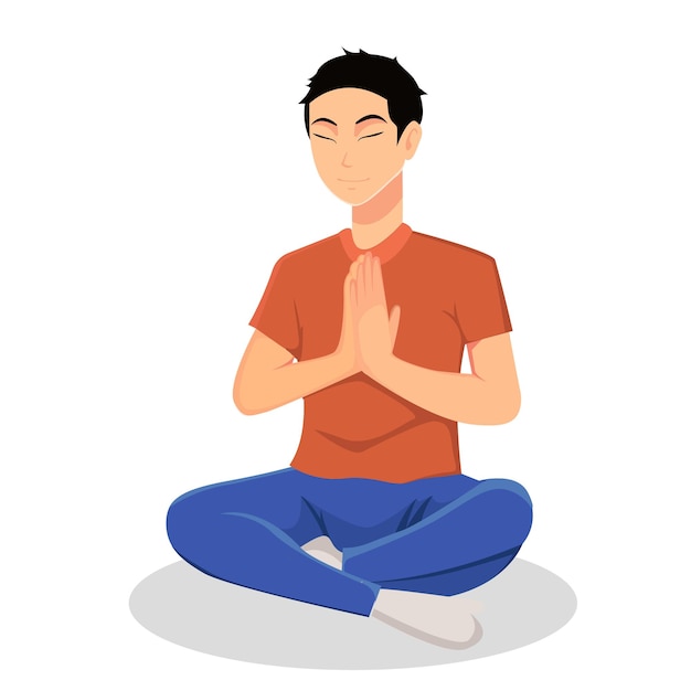 Man doing yoga character design illustration