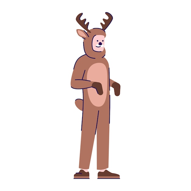 Man dressed in deer costume   . person dressing like animal. guy in halloween party outfit   with outline elements