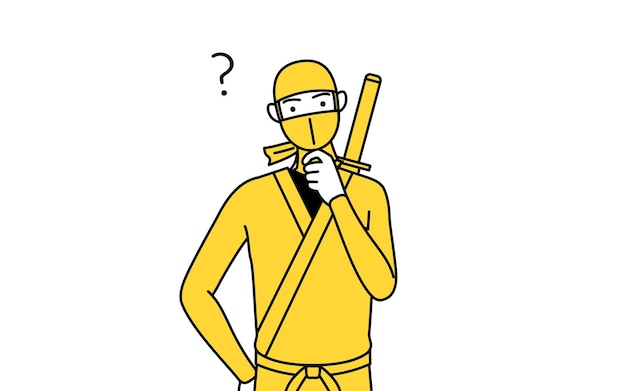 A man dressed up as a ninja with questions