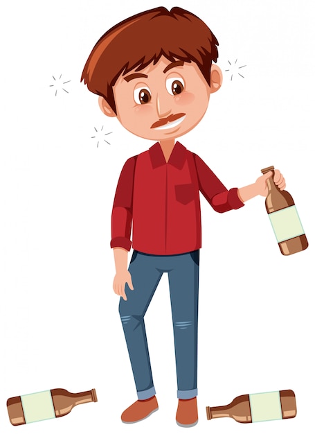 Vector man drinking alcohol on white background