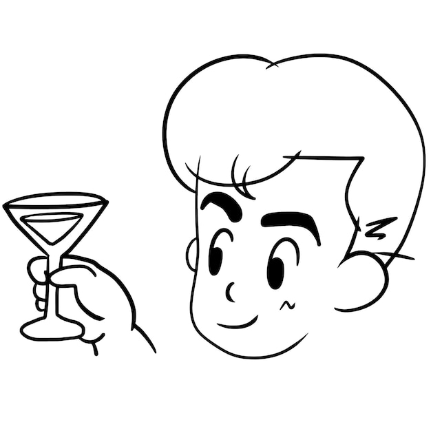 Man drinking cartoon doodle kawaii anime coloring page cute illustration drawing clip art