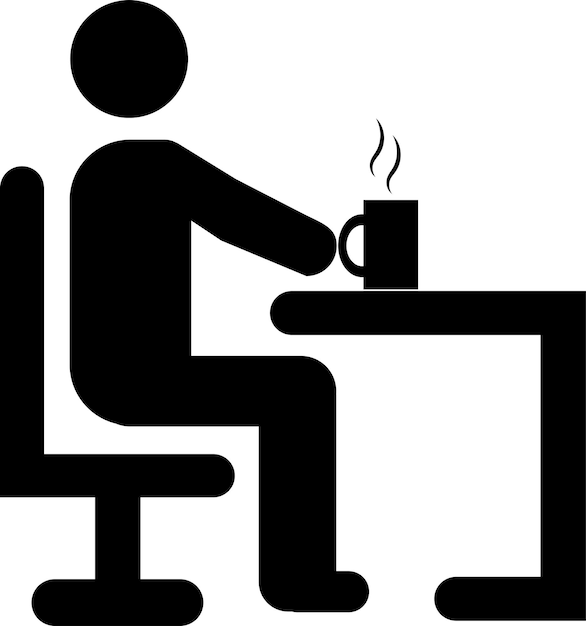 Uomo che beve un disegno di caffè caldo isolato su sfondo bianco