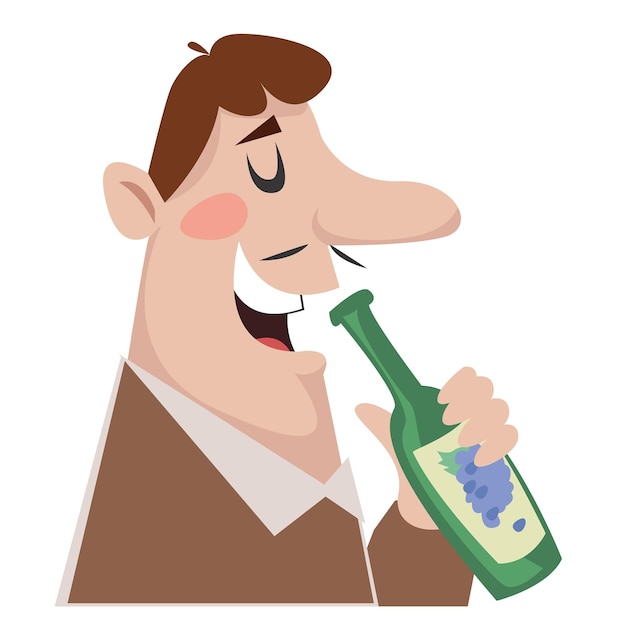Premium Vector | A man drinks wine. logo of the alcologist shop.  illustration in cartoon style fun