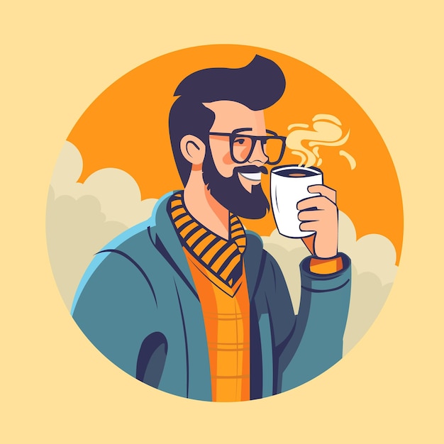 Man drinkt koffie een vector avatar