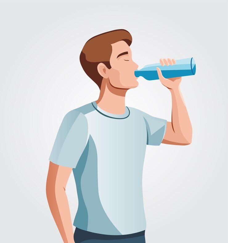 Vector man drinkt water vector illustratie