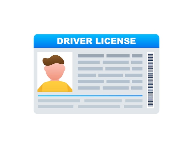 Vector man driver license plastic card template. id card. vector stock illustration.