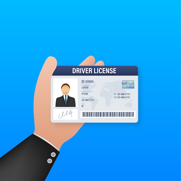 Man driver license plastic card template. id card