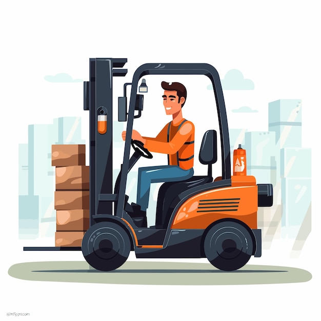 Vettore man_driving_and_controlling_the_forklift_vector
