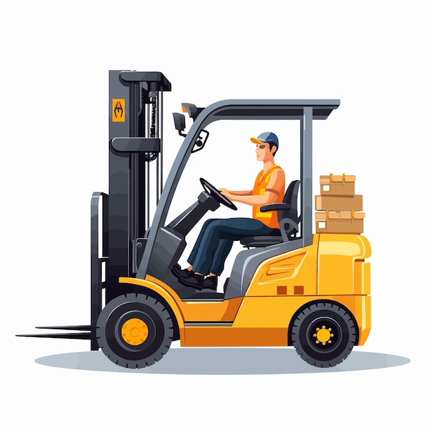 Vector man_driving_and_controling_the_forklift_vector
