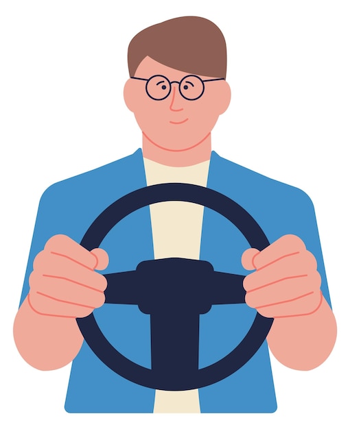 Man driving car Male driver cartoon character