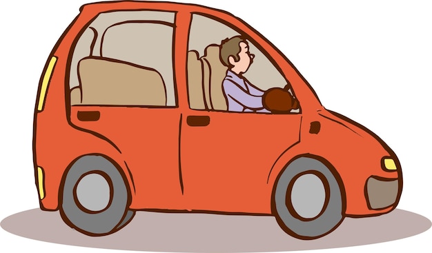 man driving  cartoon vector