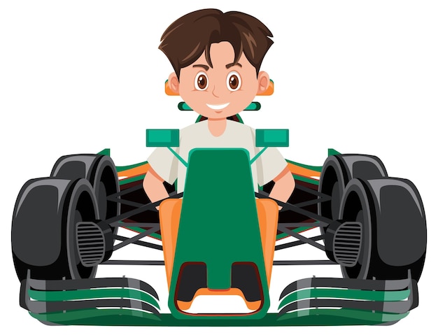 A man driving formula one racing car