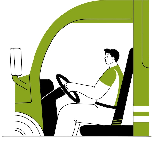 a man driving tuck concept illustration