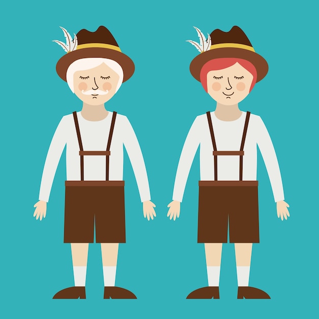 Vector man duitse duitsland cartoon avatar doek traditionele oktoberfest-pictogram