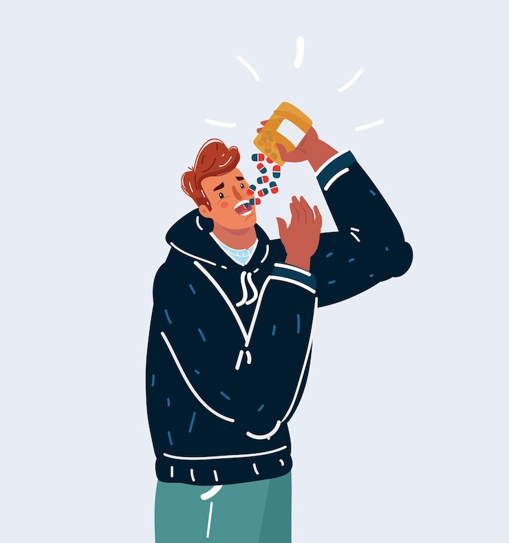 Vector 흰색에 약을 많이 먹는 남자