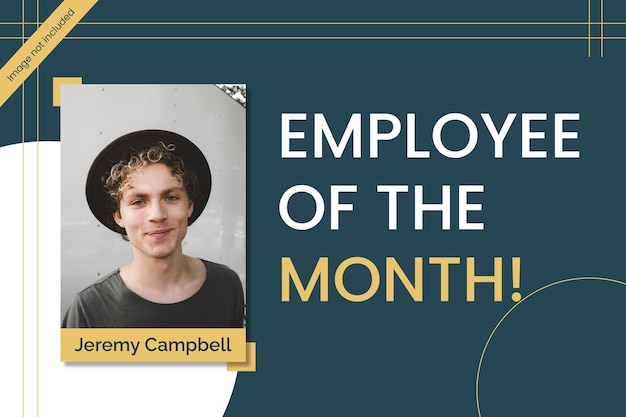 Man in employee of the month banner