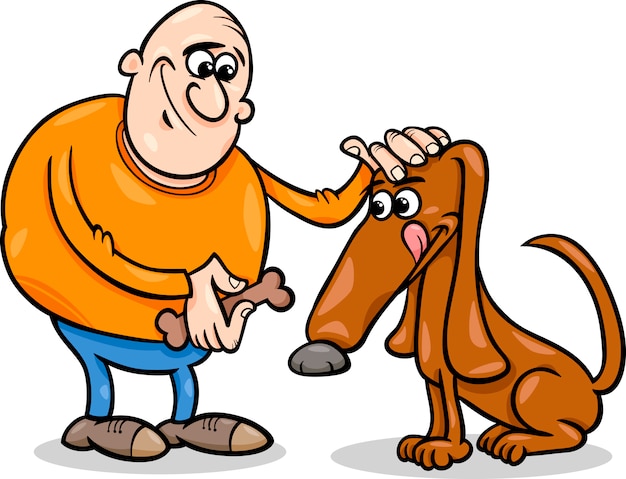 man en hond cartoon afbeelding