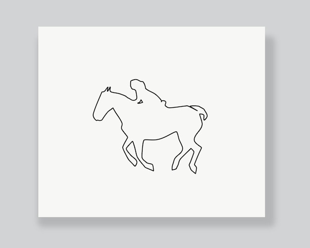 Man en paard lijn kunst illustratie