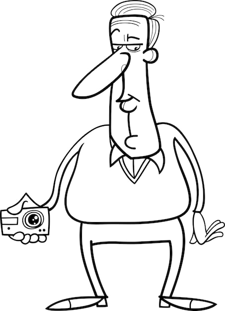 Man en verborgen camera cartoon