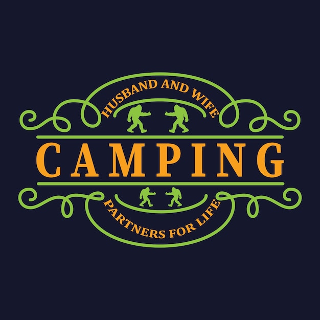 Man en vrouw Camping Partners voor het leven T-Shirt Design. bigfoot vector typografie.