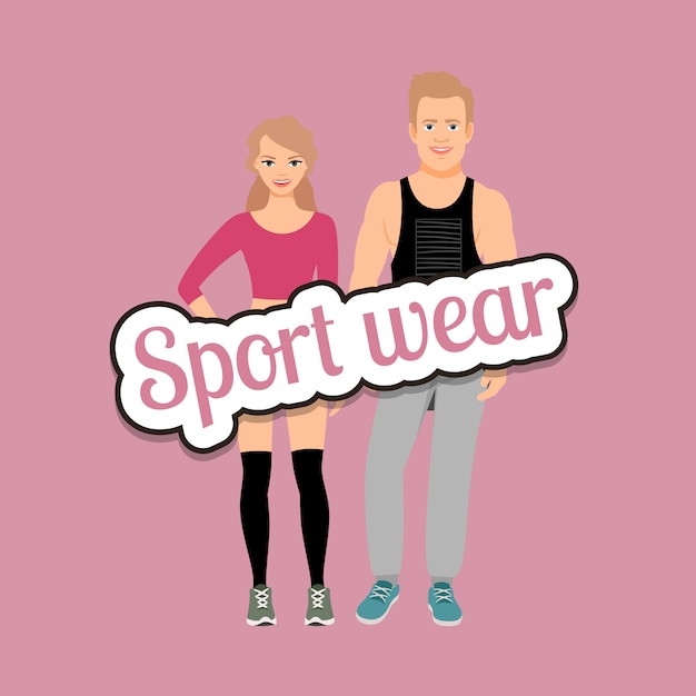 Vector man en vrouw in fitness kleding