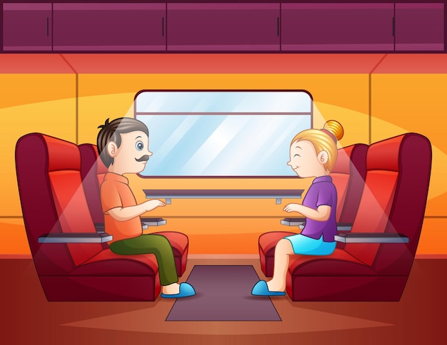 Man en vrouw in vervoermetrotreinen