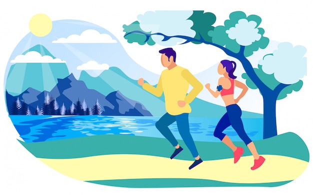 Man en vrouw joggers, startdag met fitness