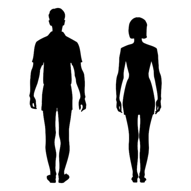 Man en vrouw staan samen silhouet Full Vector illustratie