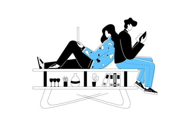 Man en vrouw studeren samen online