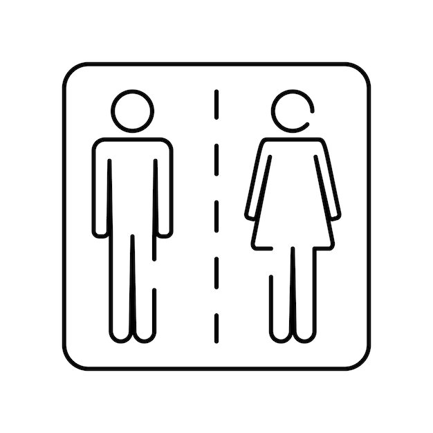 Man en vrouw toilet lijn pictogram overzicht vector teken lineaire pictogram geïsoleerd op wit WC Watercloset symbool logo illustratie