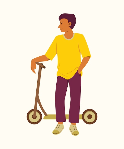 Man Enjoy Lifestyle with Scooter.