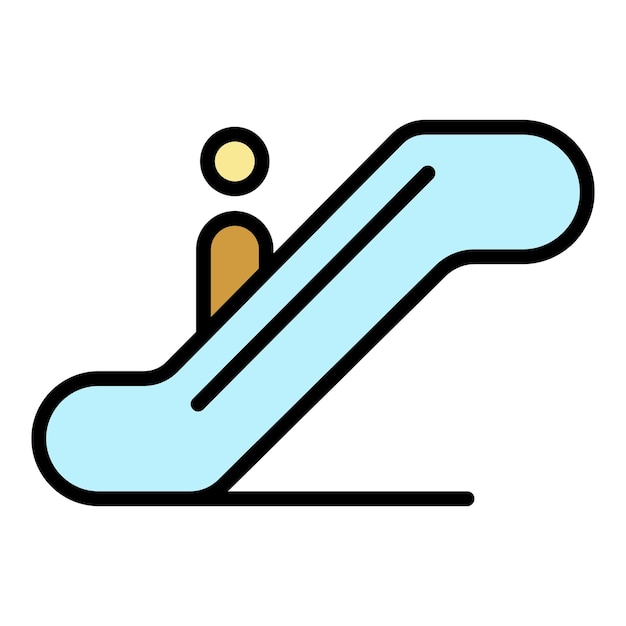 Man at escalator icon outline man at escalator vector icon color flat isolated