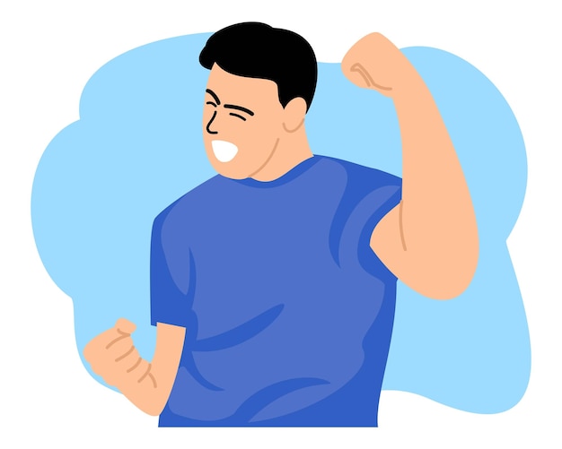 man excited celebrating a victory