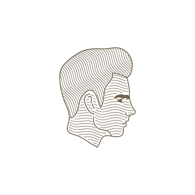 男の顔の彫刻のロゴ