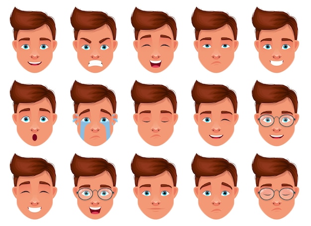 Vector man face expression   design illustration isolated