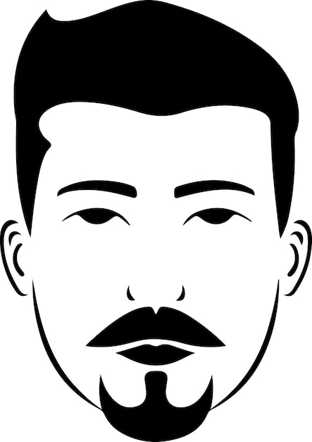 Man face flat vector icon man head simple black and white avatar