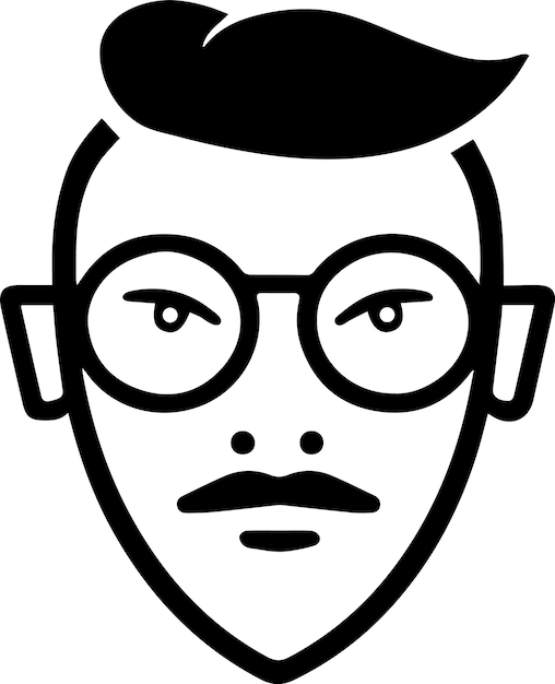 Man face flat vector icon Man head simple black and white avatar