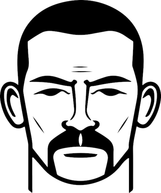 Man face flat vector icon Man head simple black and white avatar