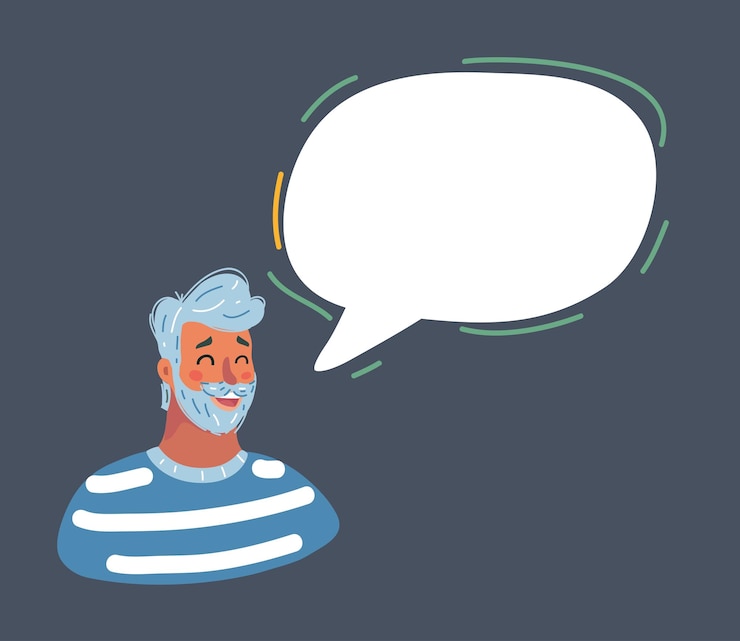 Vector man face icons with colorful dialog speech bubble