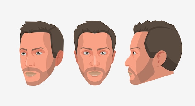 Man face isolated set